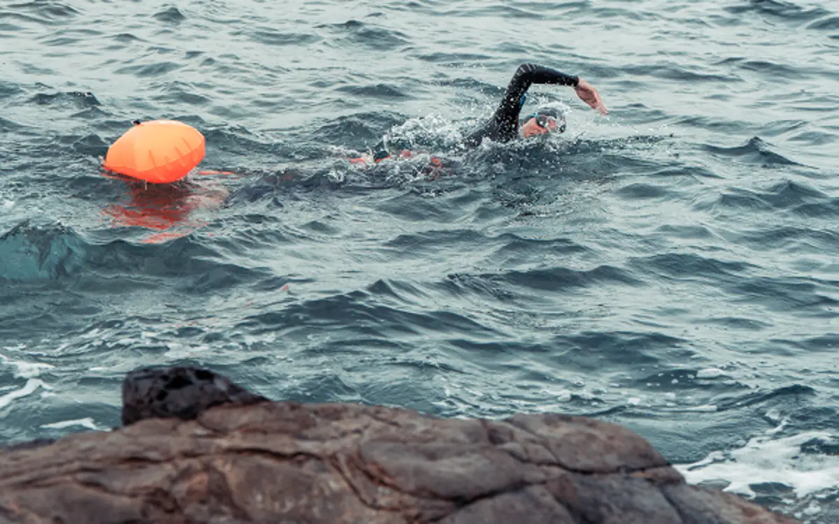 A swimmer training in open water, from 2XU’s Menorca story