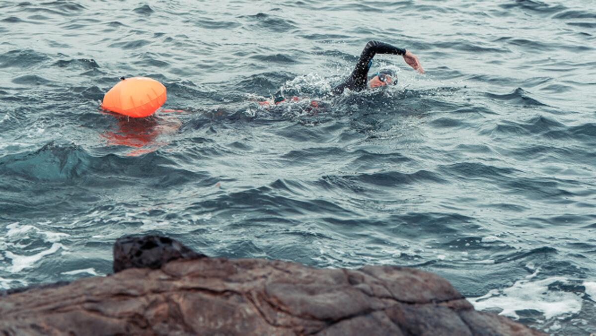 A swimmer training in open water, from 2XU’s Menorca story